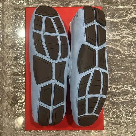 Ferragamo gancini Parigi eco suede loafers sky blue - Picture 7 of 11